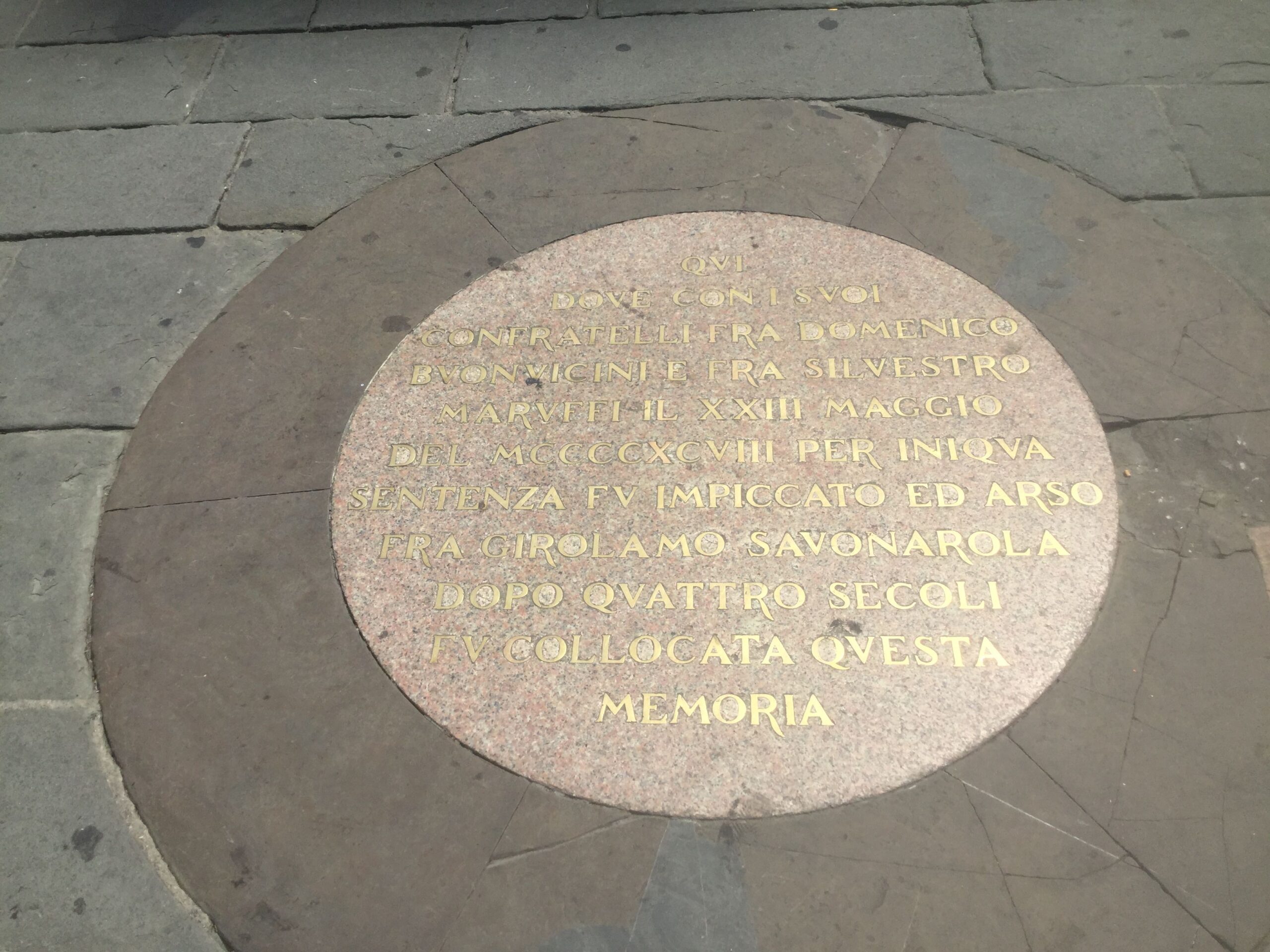 EatPrayGreg.com Plaque at the Piazza Della Signoria